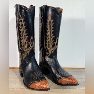 Tony Lama Women’s Western Boots Goat & Reptile Size 8 B Made In The USA MR101L
